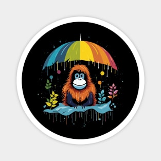 Orangutan Rainy Day With Umbrella Magnet